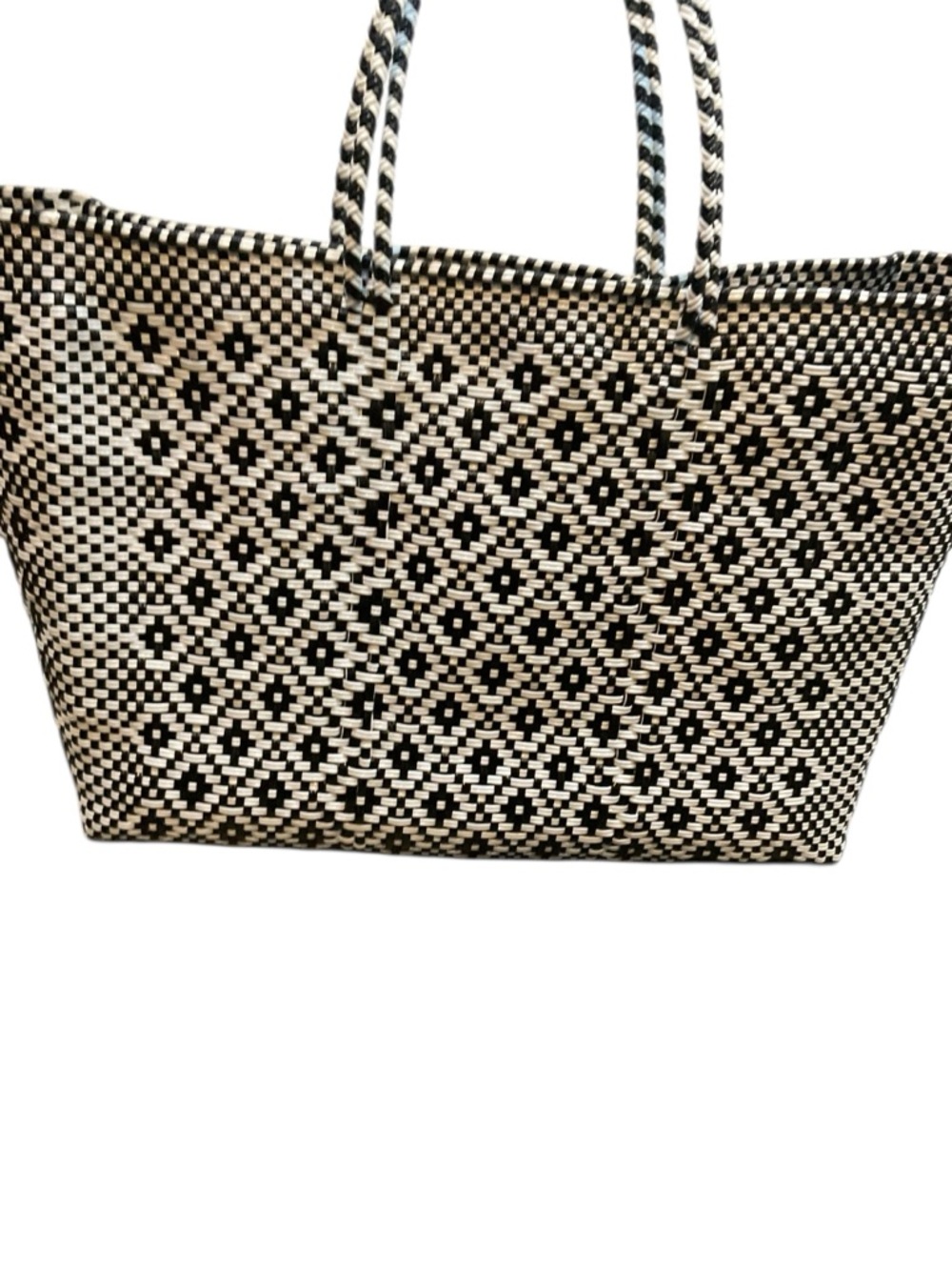 Source Unknown Black and White Geometric Woven Tote - Picture 6 of 9